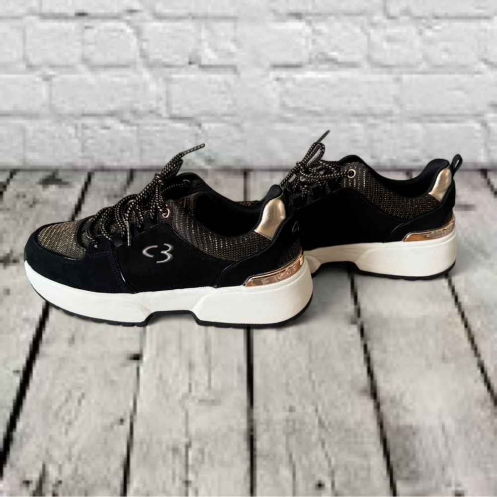 C3 Skechers ToTop It Off, Black and Rose Gold Women's Sneakers
